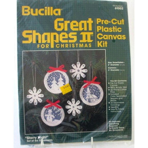 Bucilla Great Shapes II Christmas Ornaments Plastic Canvas Kit 61002 Sealed Comp - Picture 1 of 5